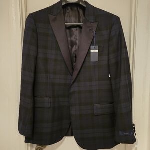Stafford Black and Green Plaid Blazer